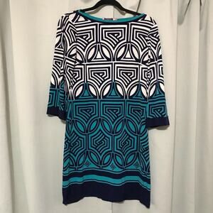 Eliza J Geometric Scoop Neck Shift Dress